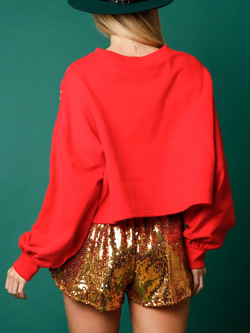 Sequin Round Neck Dropped Shoulder Sweatshirt, image 6