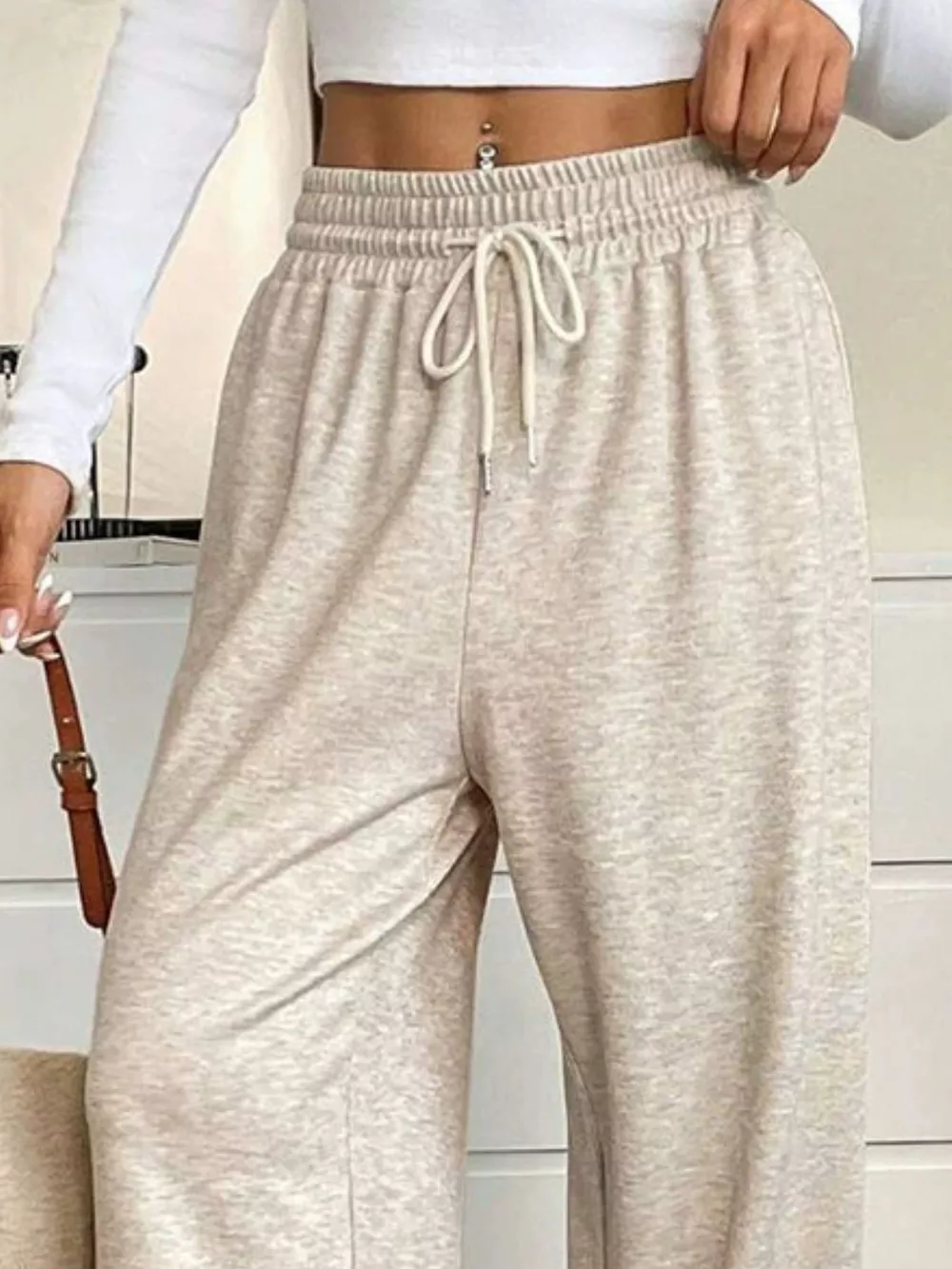 High-Waisted Wide-Leg Pants with Drawstring, image 11