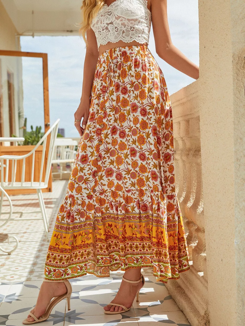Floral Print Slit Skirt, image 20