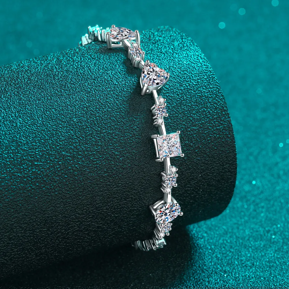 6.2 Carat Moissanite 925 Sterling Silver Bracelet, image 2
