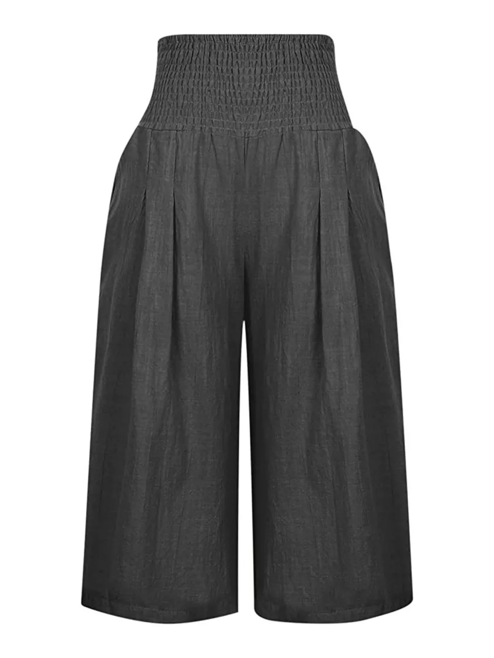 Smocked Wide-Leg Capri Pants, image 5