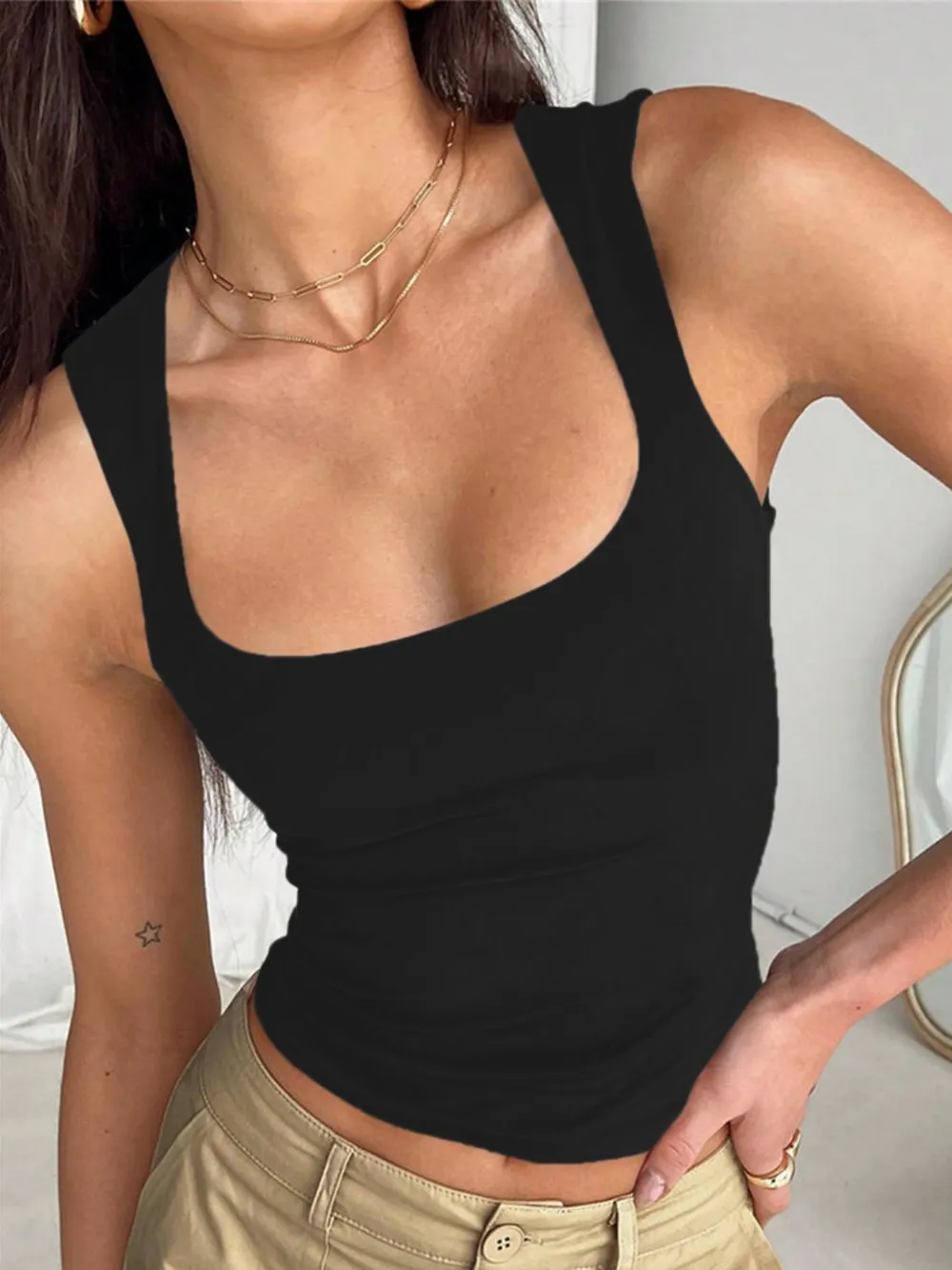 Square Neck Wide Strap Tank, image 7