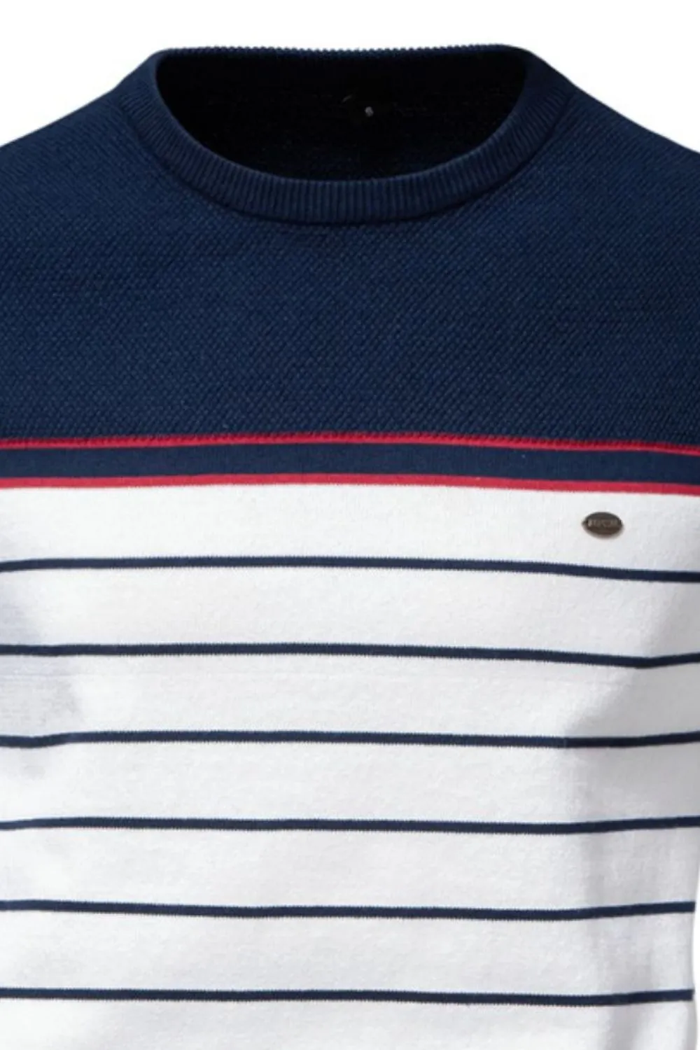 Men's Striped Round Neck Long Sleeve Sweater, image 5