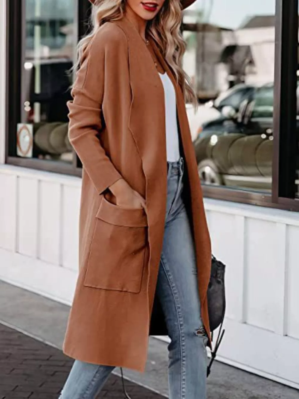 Open Front Dropped Shoulder Outerwear, image 3