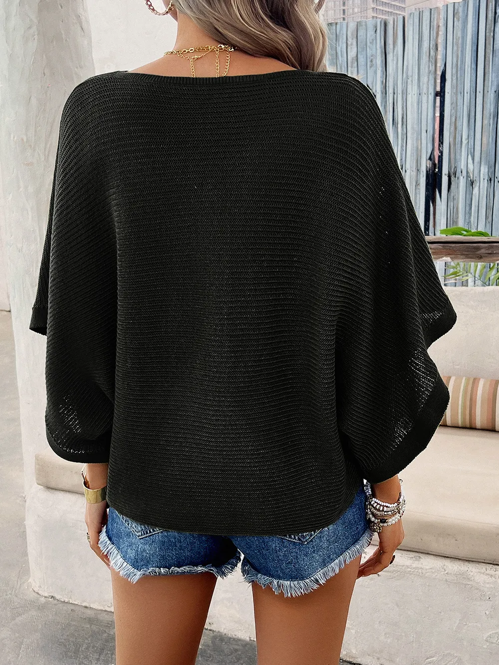 V-Neck Batwing Sleeve Knit Top, image 25