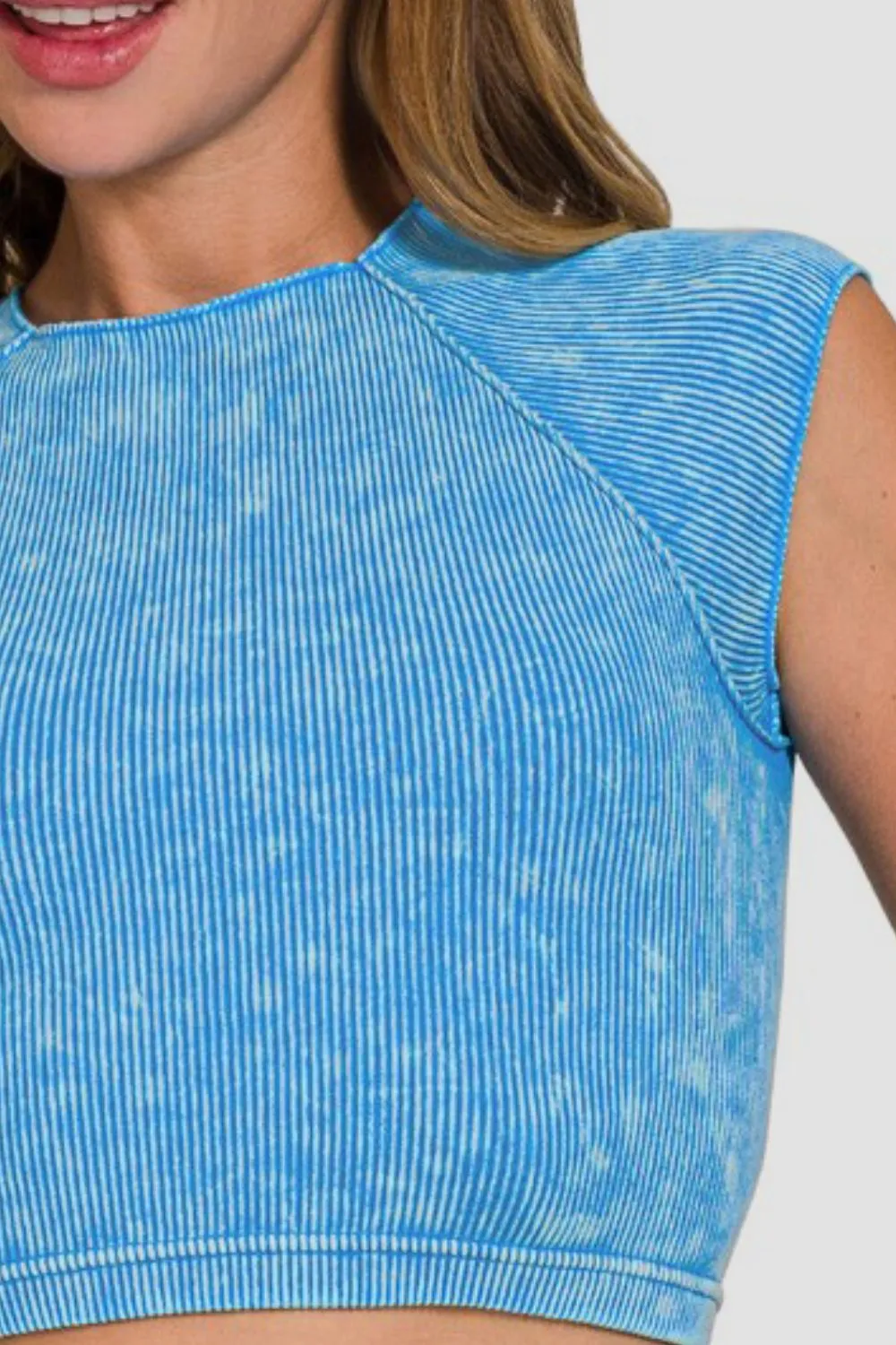 Ribbed Round Neck Cropped Top, image 3