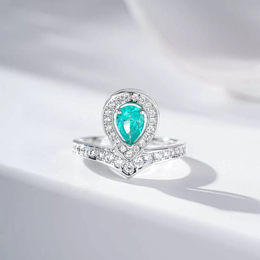 925 Sterling Silver Zircon Teardrop Ring