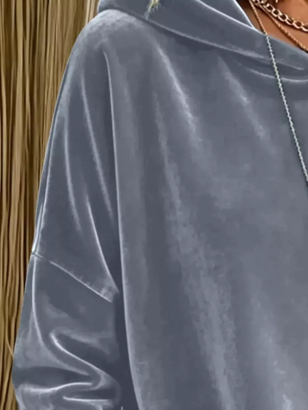 Full Size Velvet Long Sleeve Hoodie with Front Pockets Plus Size, image 7