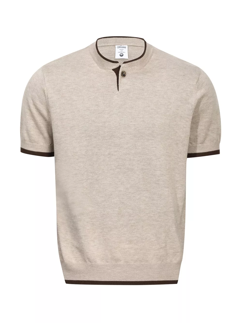 Men's Short Sleeve Collar Knit Top with Contrast Trim