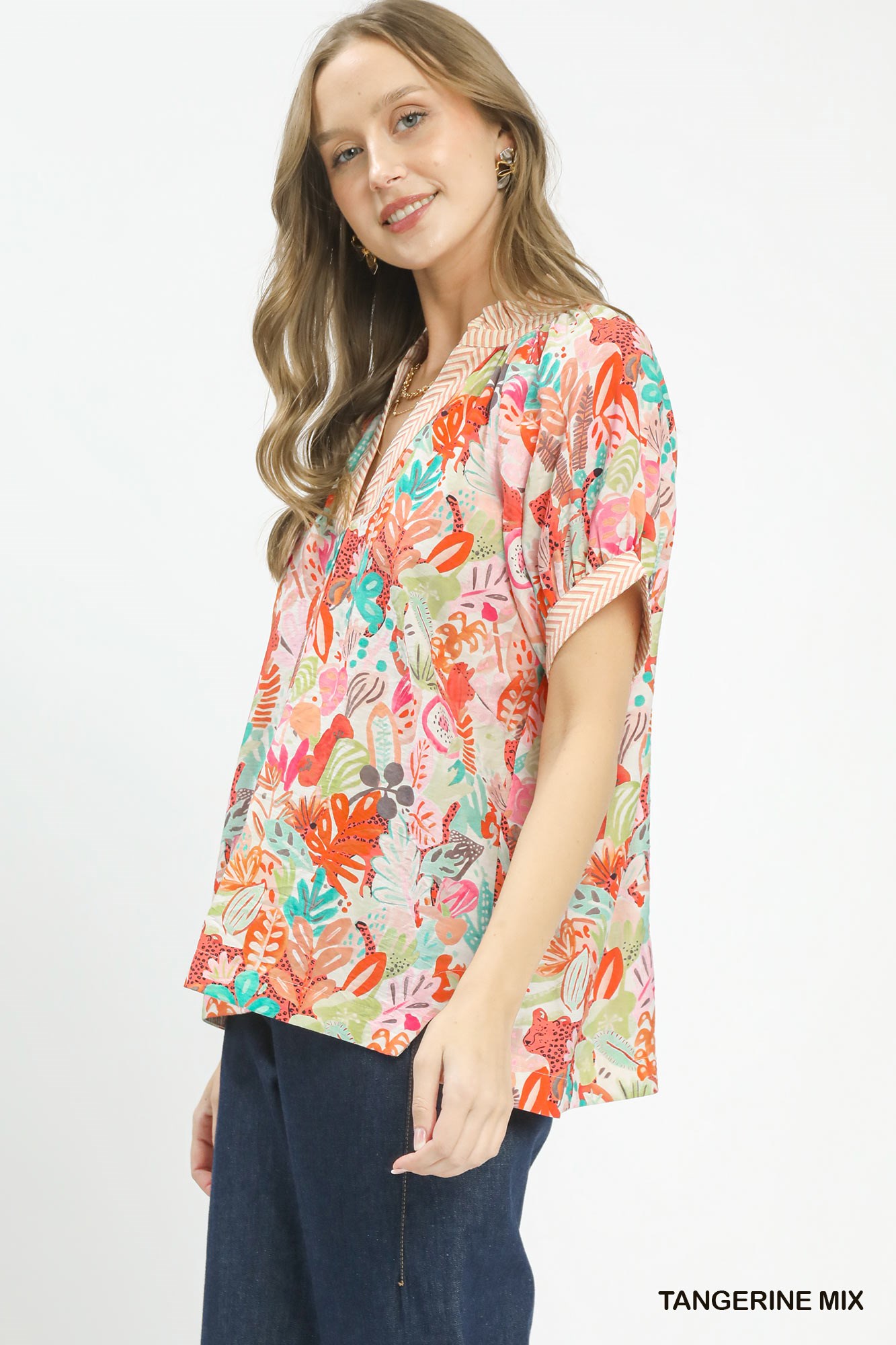 Mix Boho Printed V-Neck Top, image 5