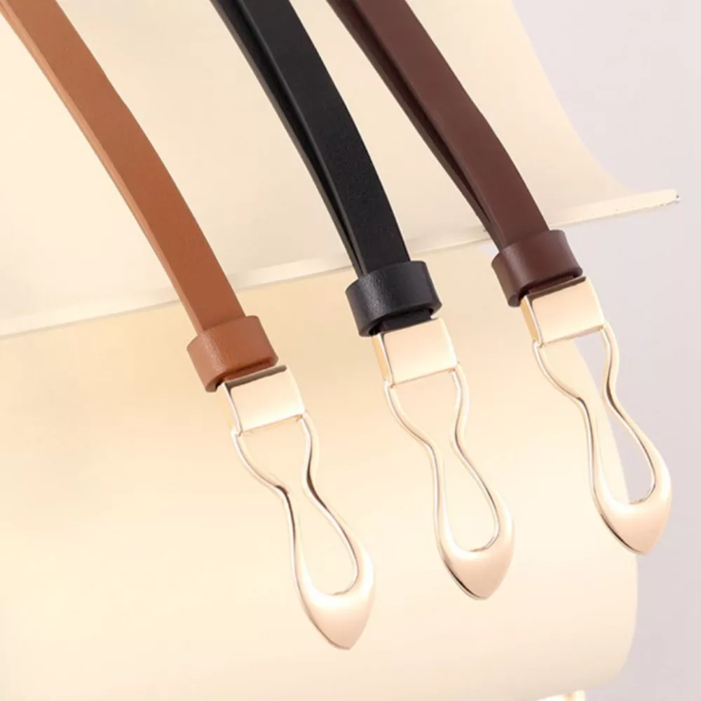Skinny Leather Belt with Interlocking Buckle, image 8