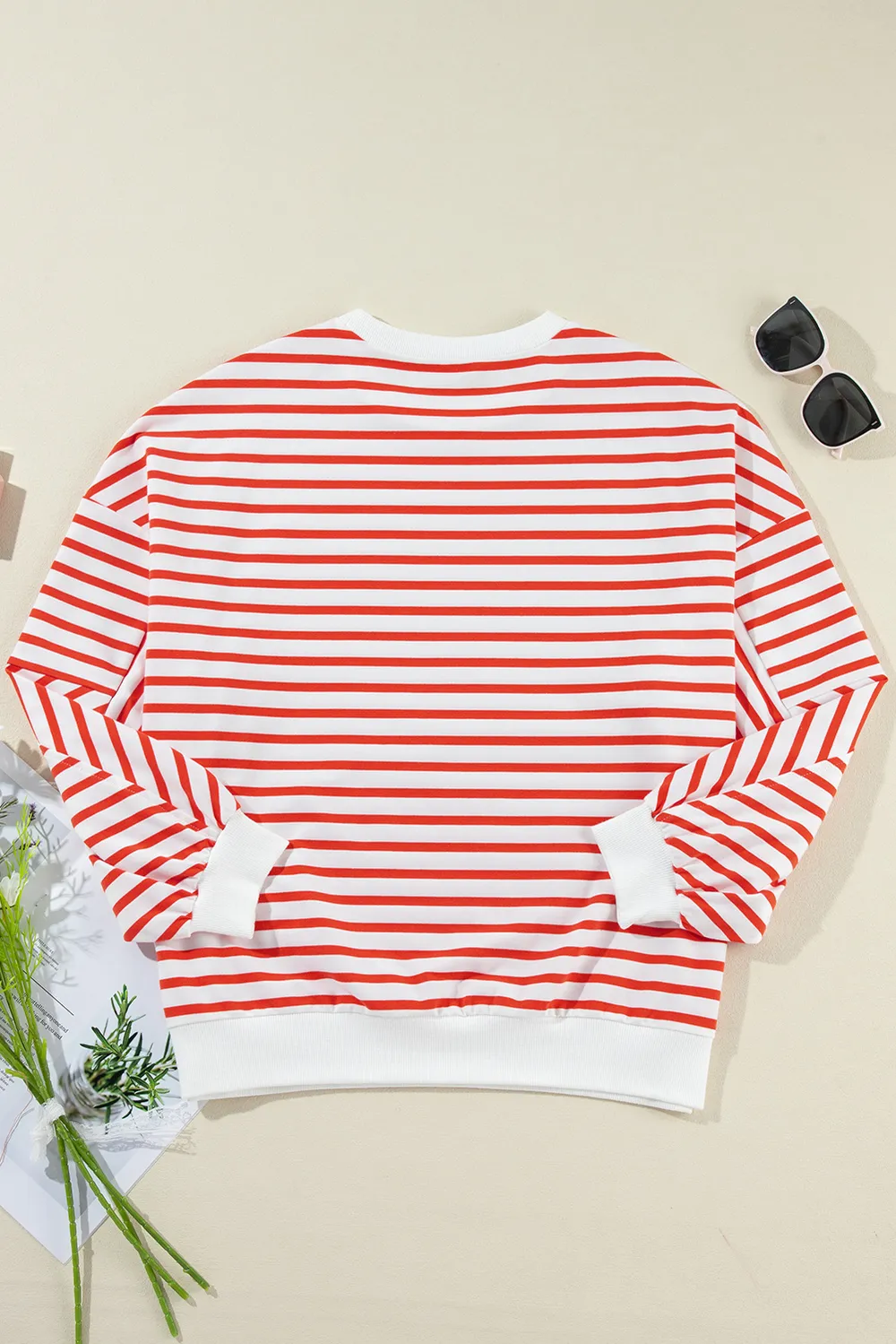 Striped Dropped Shoulder Long Sleeve Sweatshirt, image 10