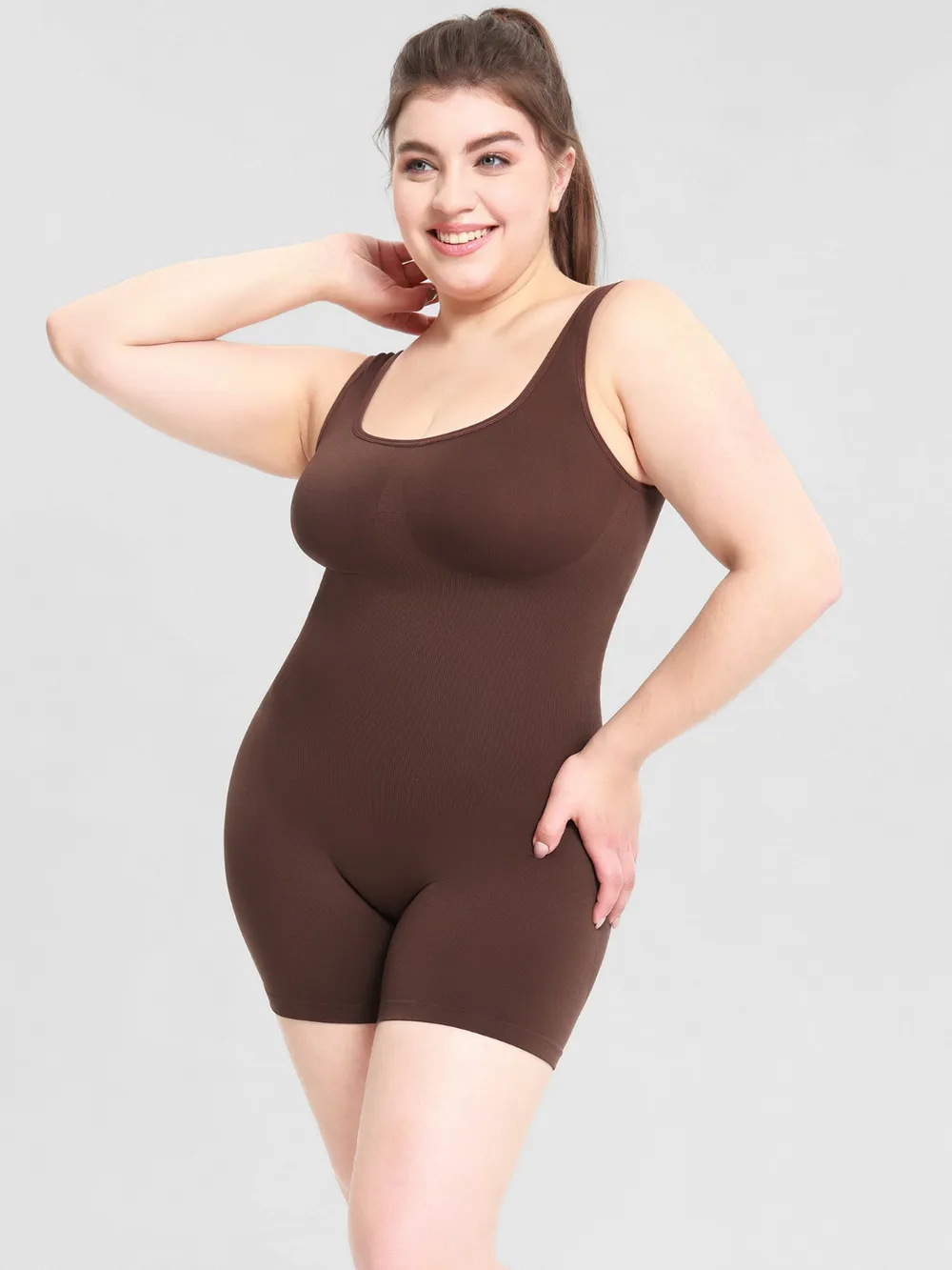 Scoop Neck Wide Strap Shaping Romper, image 12