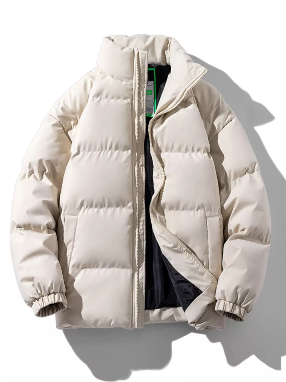 Men's Plus Size Zip Up Stand Collar Puffer Jacket, image 4