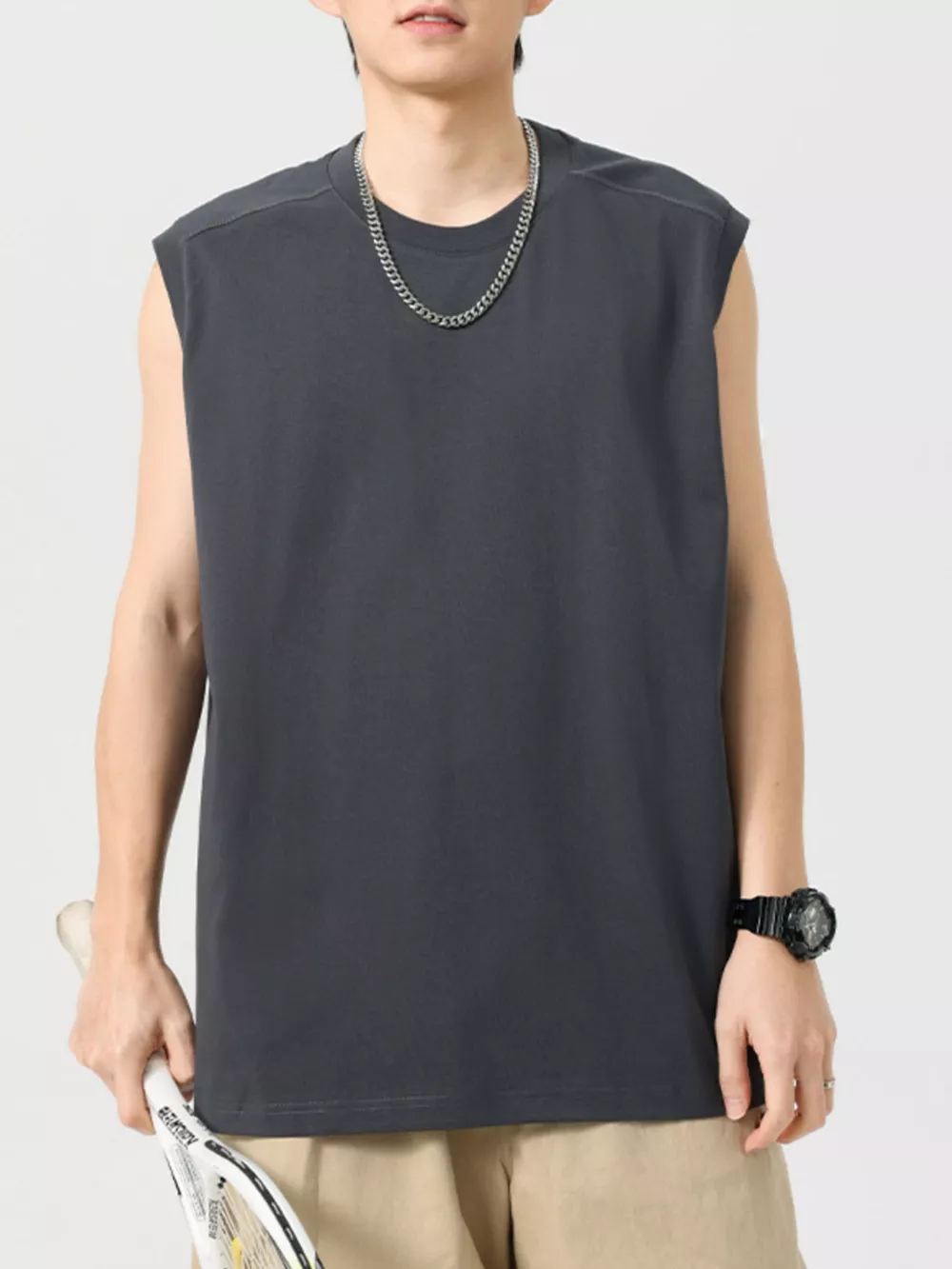 Men's Plus Size Round Neck Tank, image 8