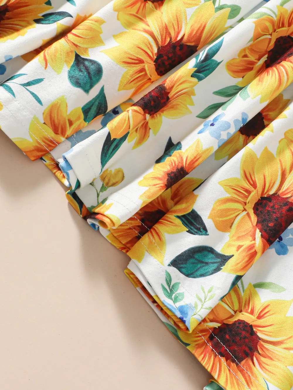 Kids Sunflower Print Round Neck Long Sleeve Dress, image 6
