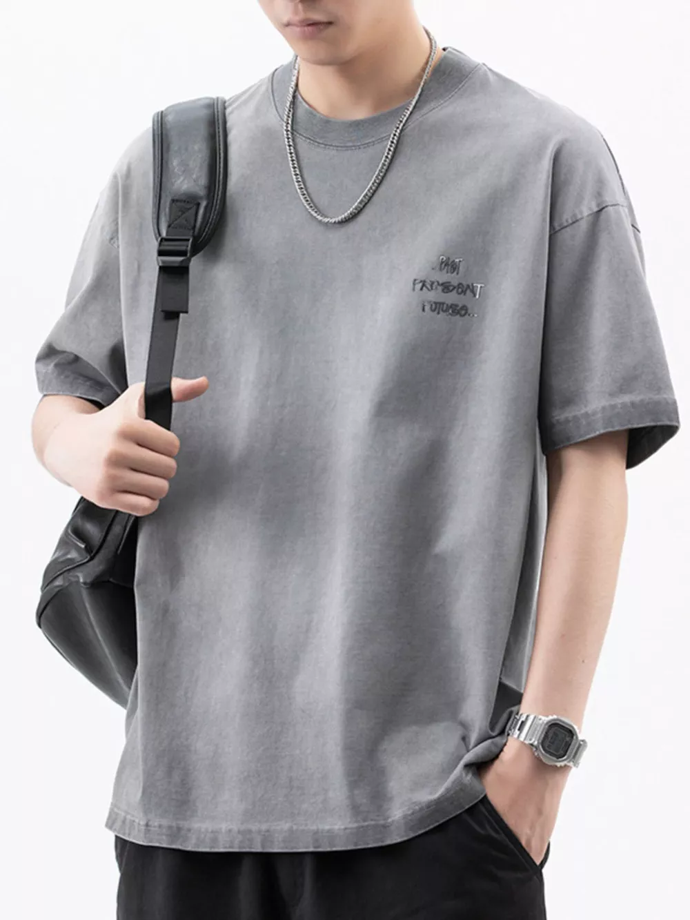 Men's Plus Size Oversized Round Neck Letter Graphic T-Shirt, image 11
