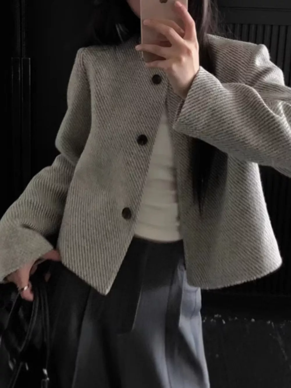 Button Up Tweed Cropped Jacket, image 6