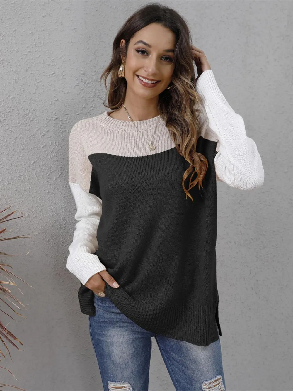Color Block Round Neck Sweater, image 15