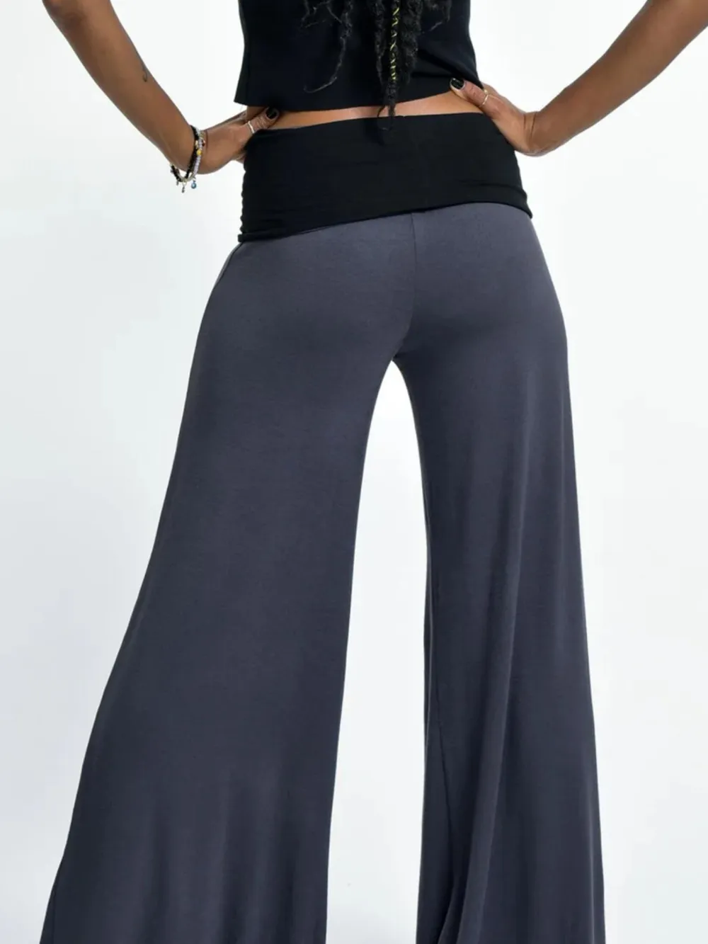 High Waisted Wide Leg Yoga Pants with Contrast Waistband, image 19