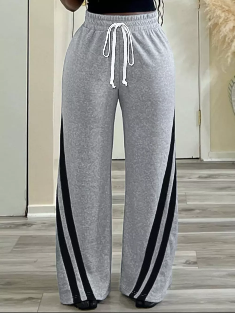 Plus Size Striped Contrast Wide Leg Pants, image 5