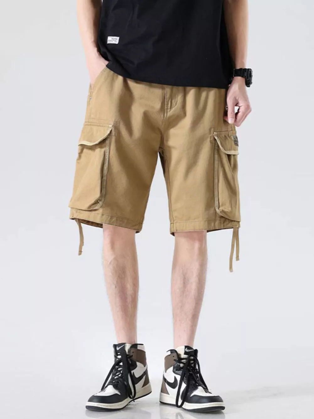 Men's Drawstring Wide Leg Cargo Shorts, image 5