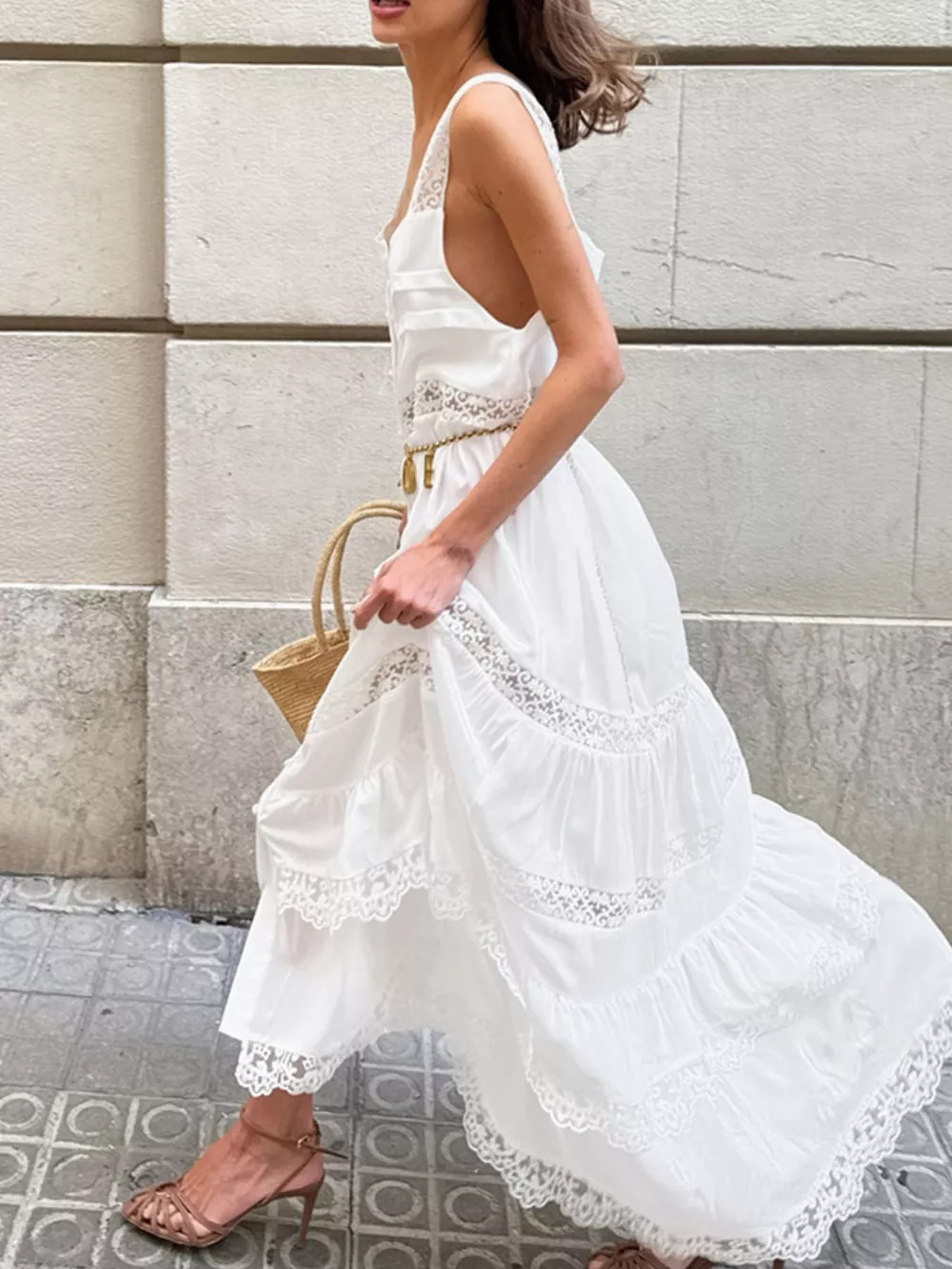 Lace Detail Wide Strap Dress, image 5