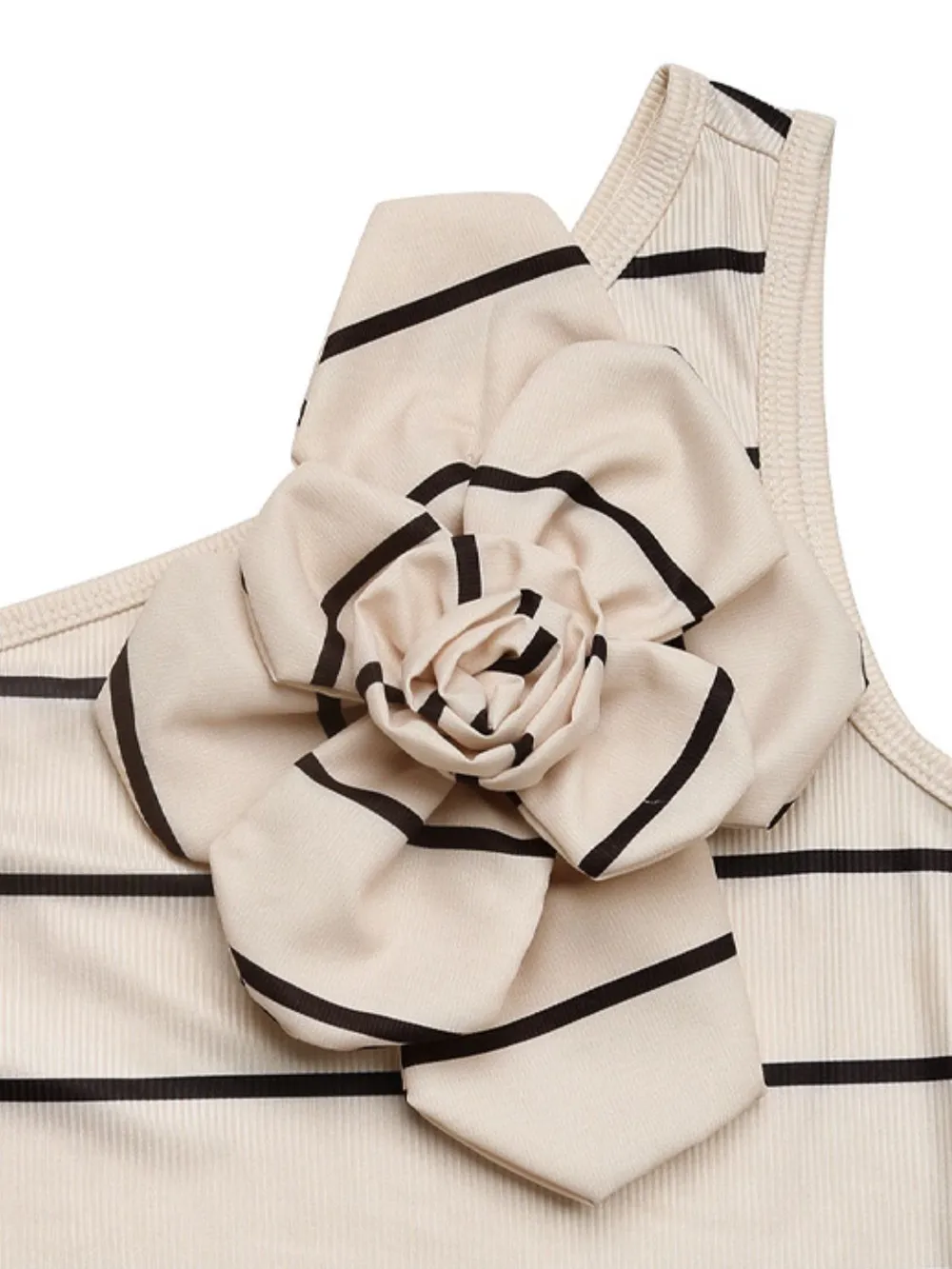 Flower Striped Single Shoulder Dress, image 22
