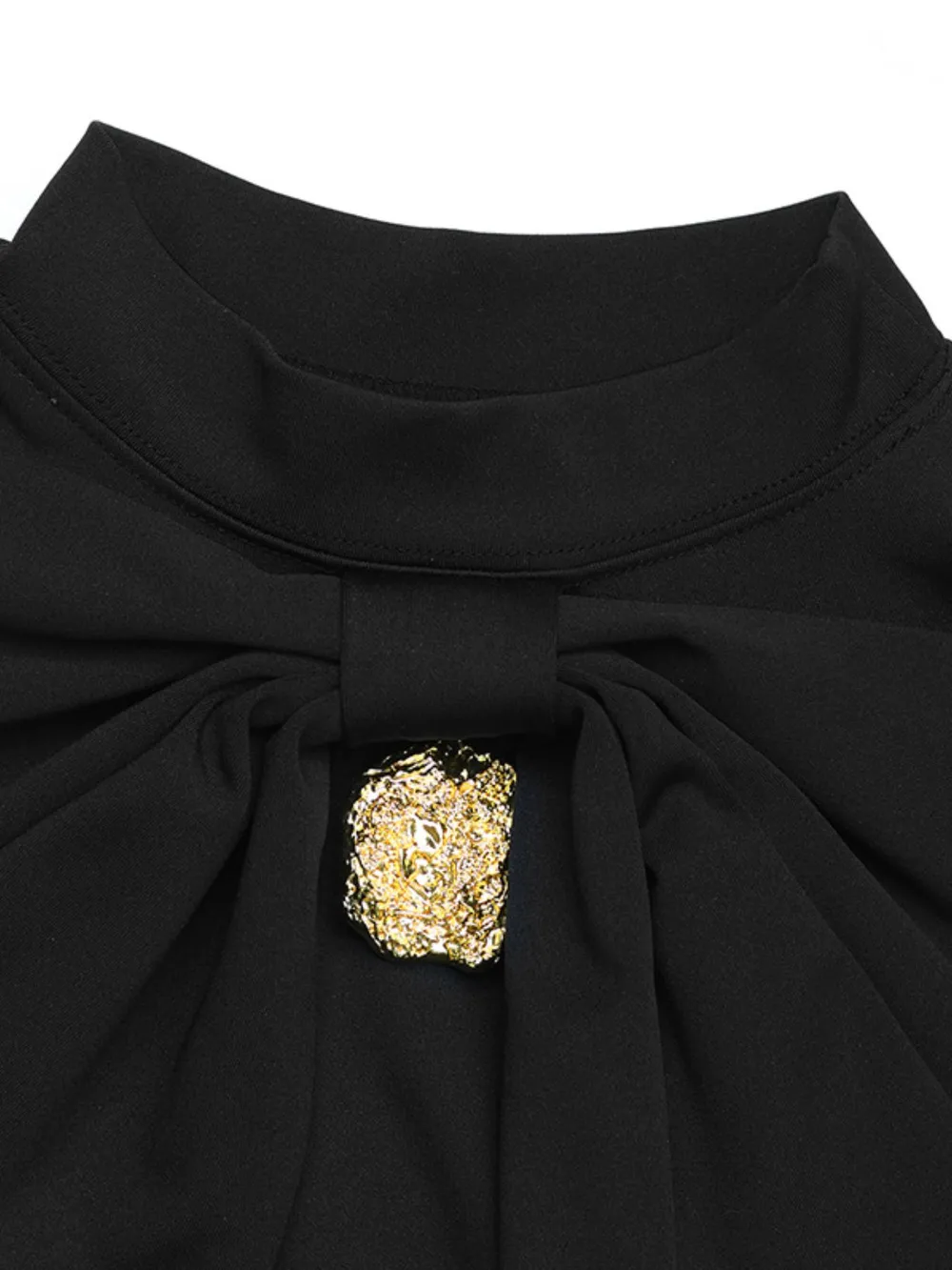 Decorative Button Mock Neck Long Sleeve Mini Dress, image 3