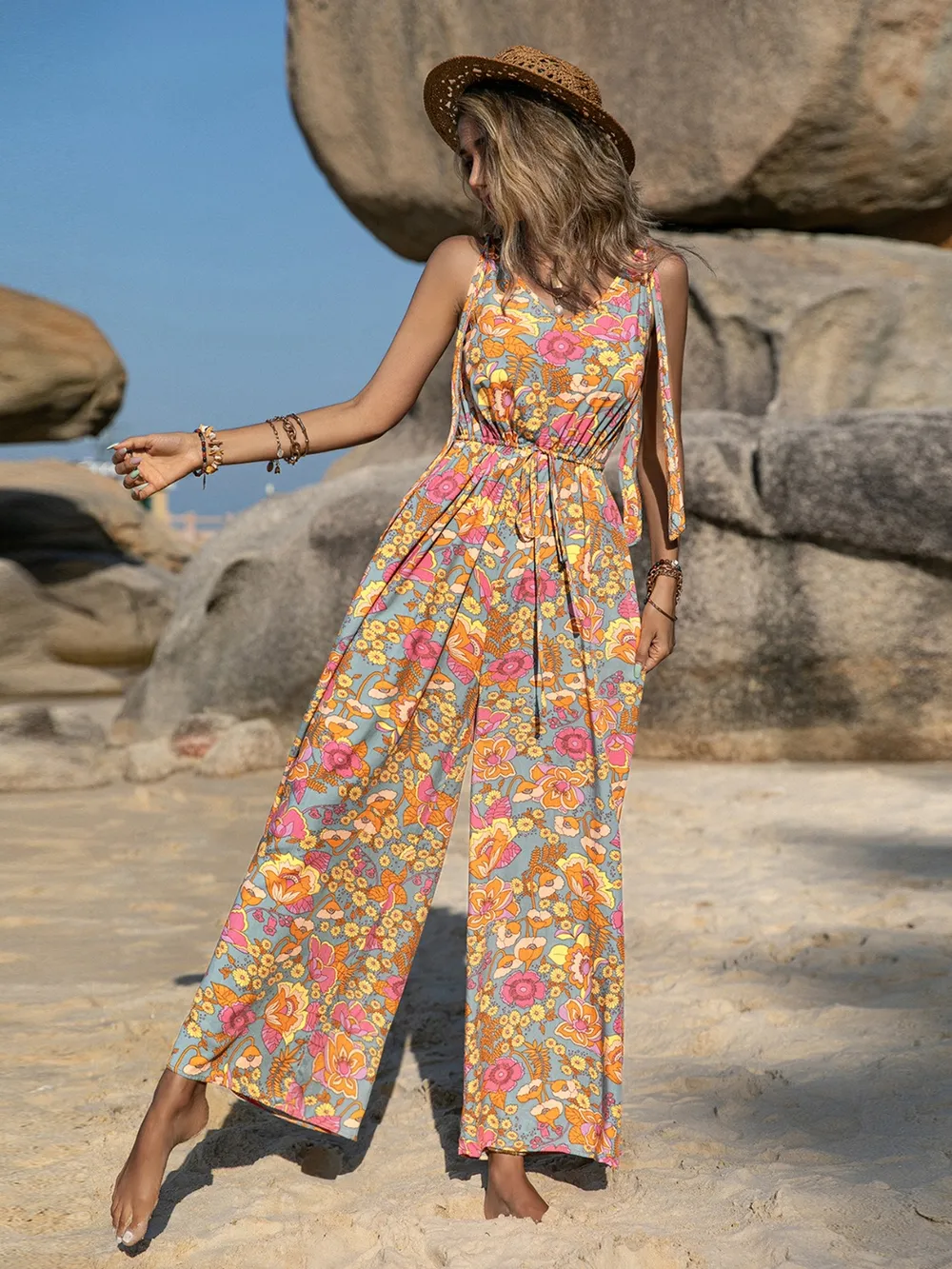 V-Neck Wide Leg Jumpsuit, image 4