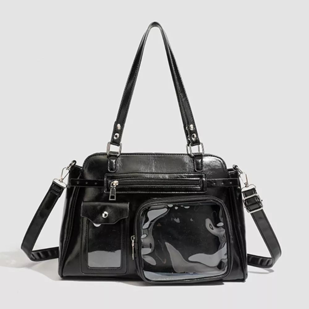 Multi-Pocket Clear Window Shoulder Bag