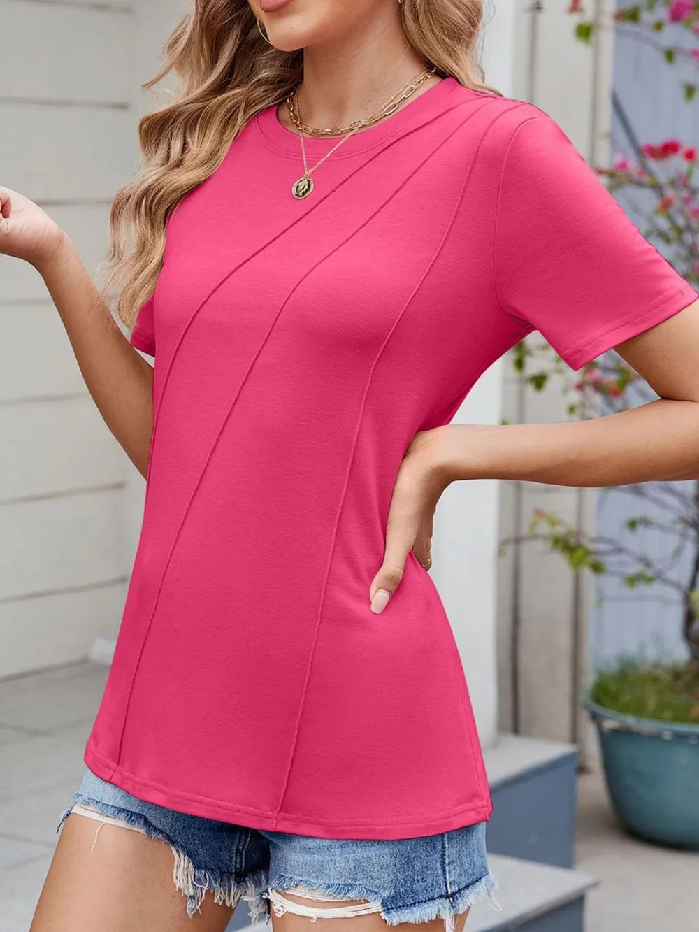 Round Neck Short Sleeve T-Shirt, image 26