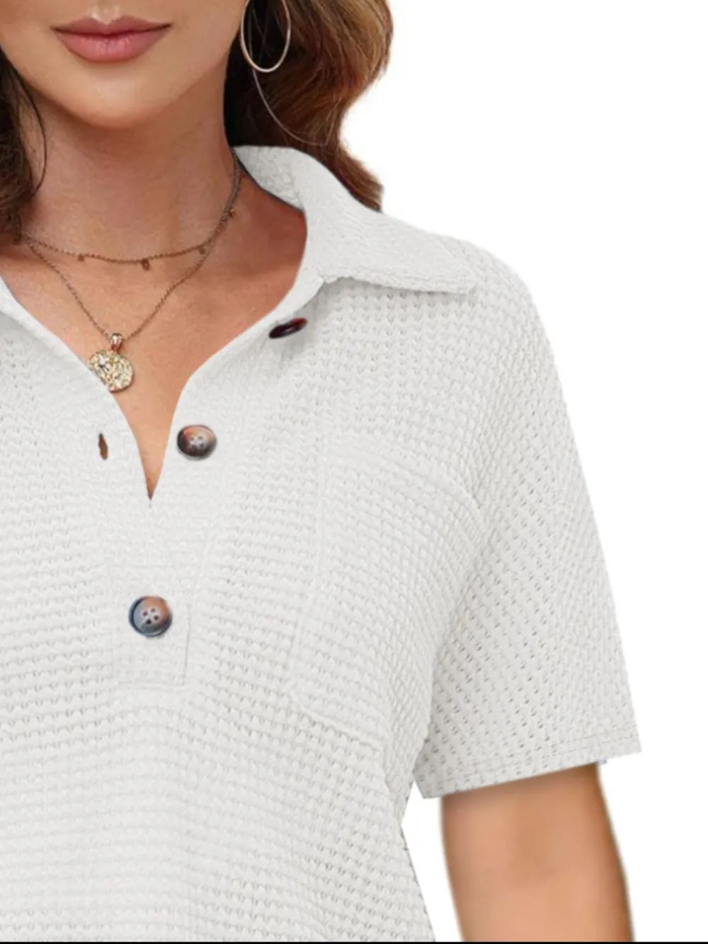 Waffle-Knit Short Sleeve Polo Shirt, image 21