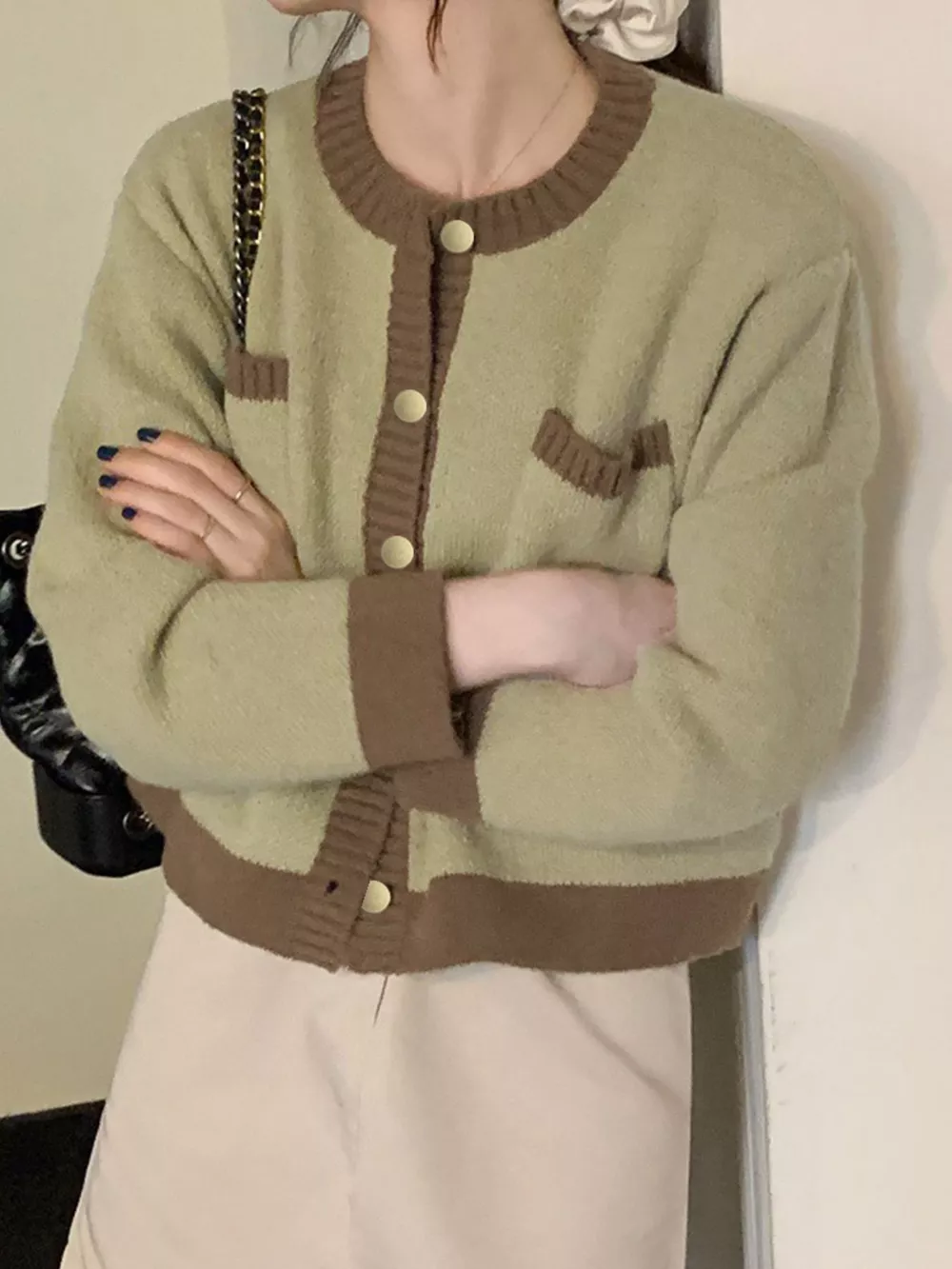 Contrast Trim Button Up Cardigan, image 14