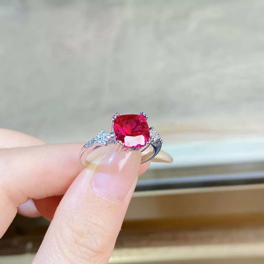 925 Sterling Silver Zircon Geometric Ring, image 2