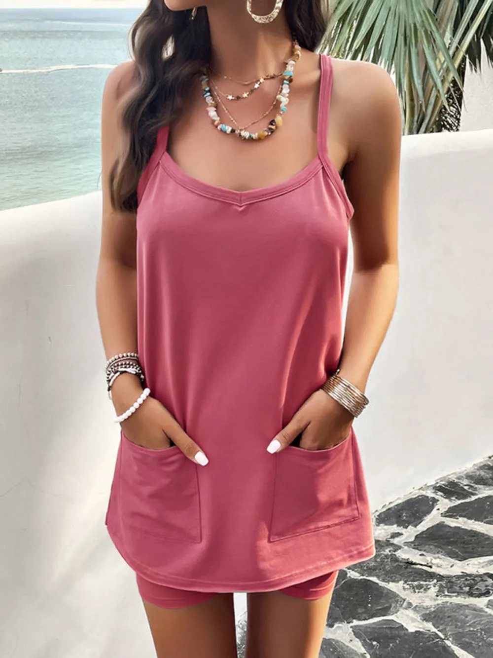 Full Size Pocketed Cami and Shorts Set, image 21
