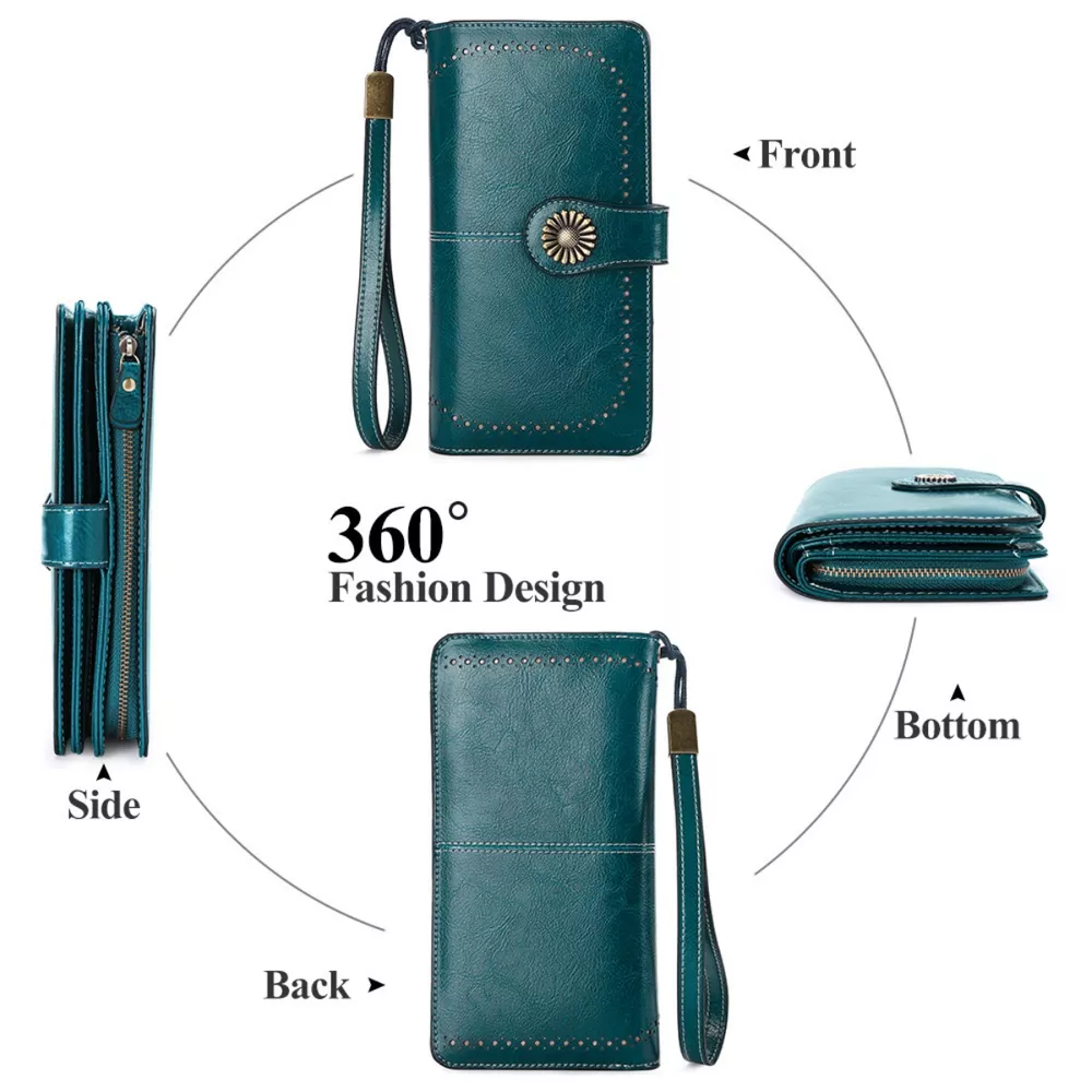 Vintage Style Leather Long Wallet, image 8