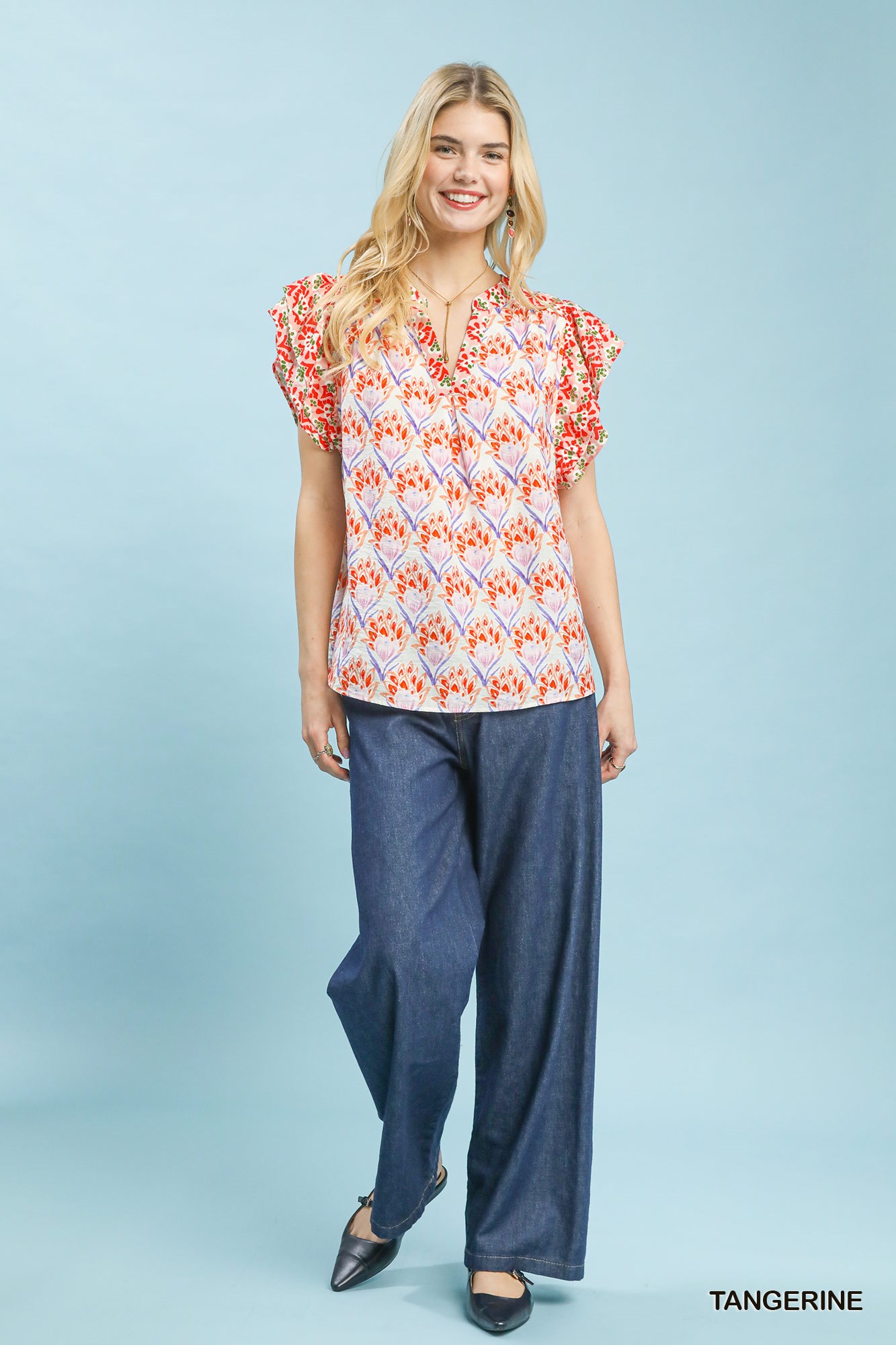 Double Frill Sleeve Floral Blouse, image 4