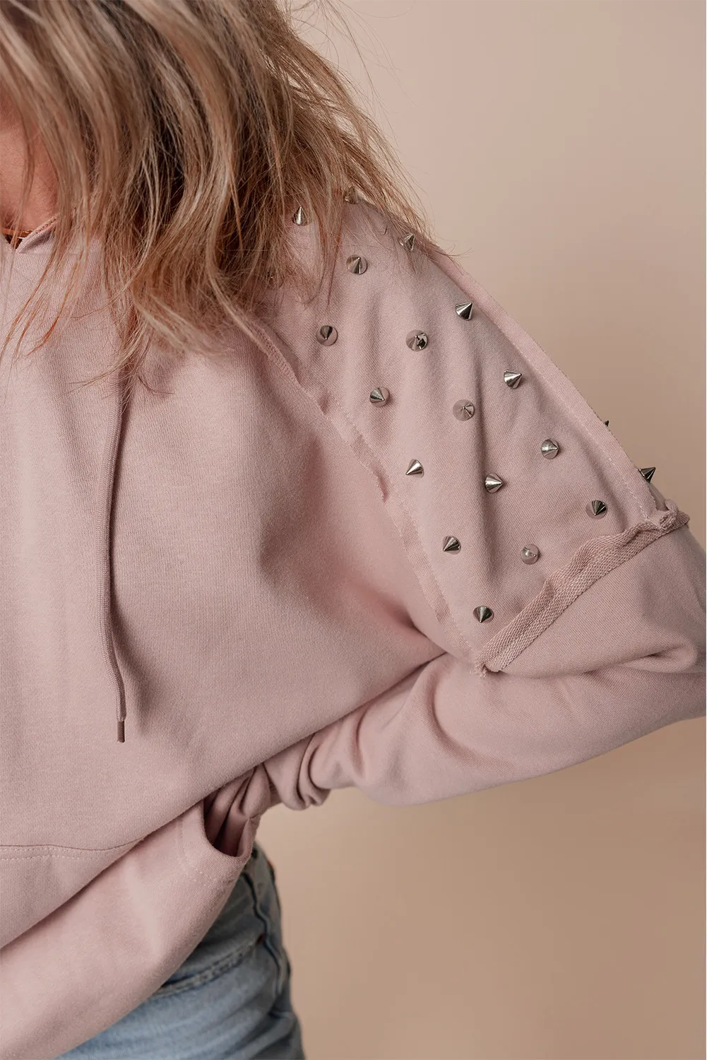 Rivet Drawstring Long Sleeve Hoodie, image 14