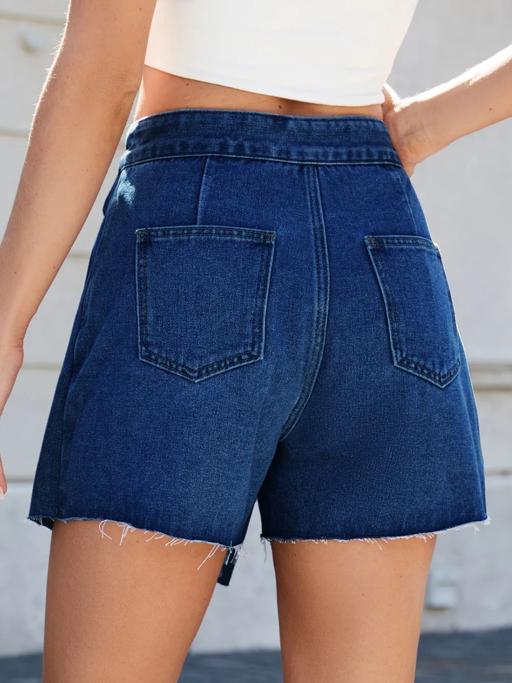 Frayed Hem Asymmetrical Denim Skort, image 10