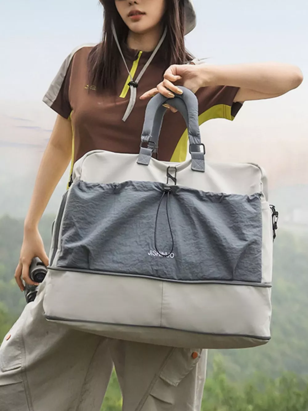 Drawstring Color Block Travel Bag, image 7