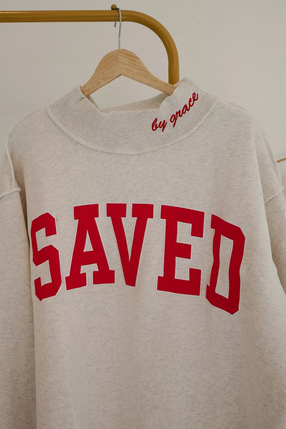 SAVED Letter Graphic Crew Neck Sweatshirt, image 3