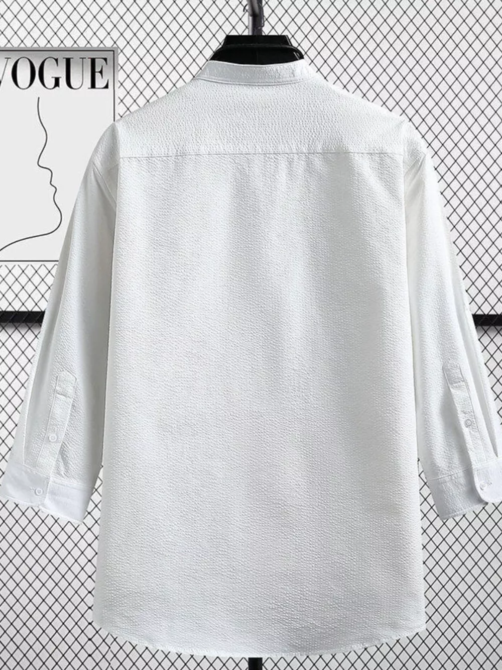 Men's Plus Size Casual Button Up Three-Quarter Sleeve Shirt, image 4