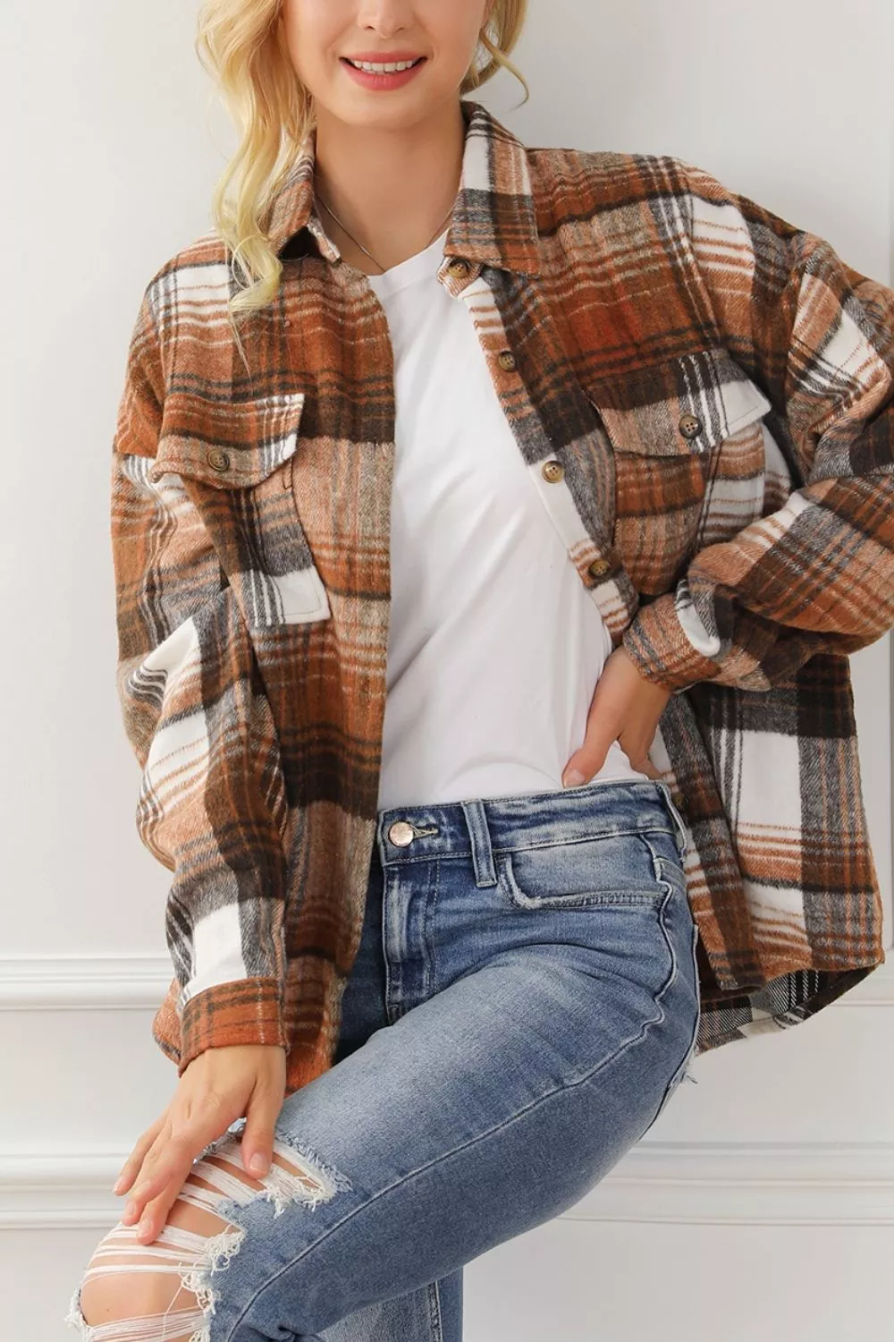 Plaid Button Up Shacket, image 8