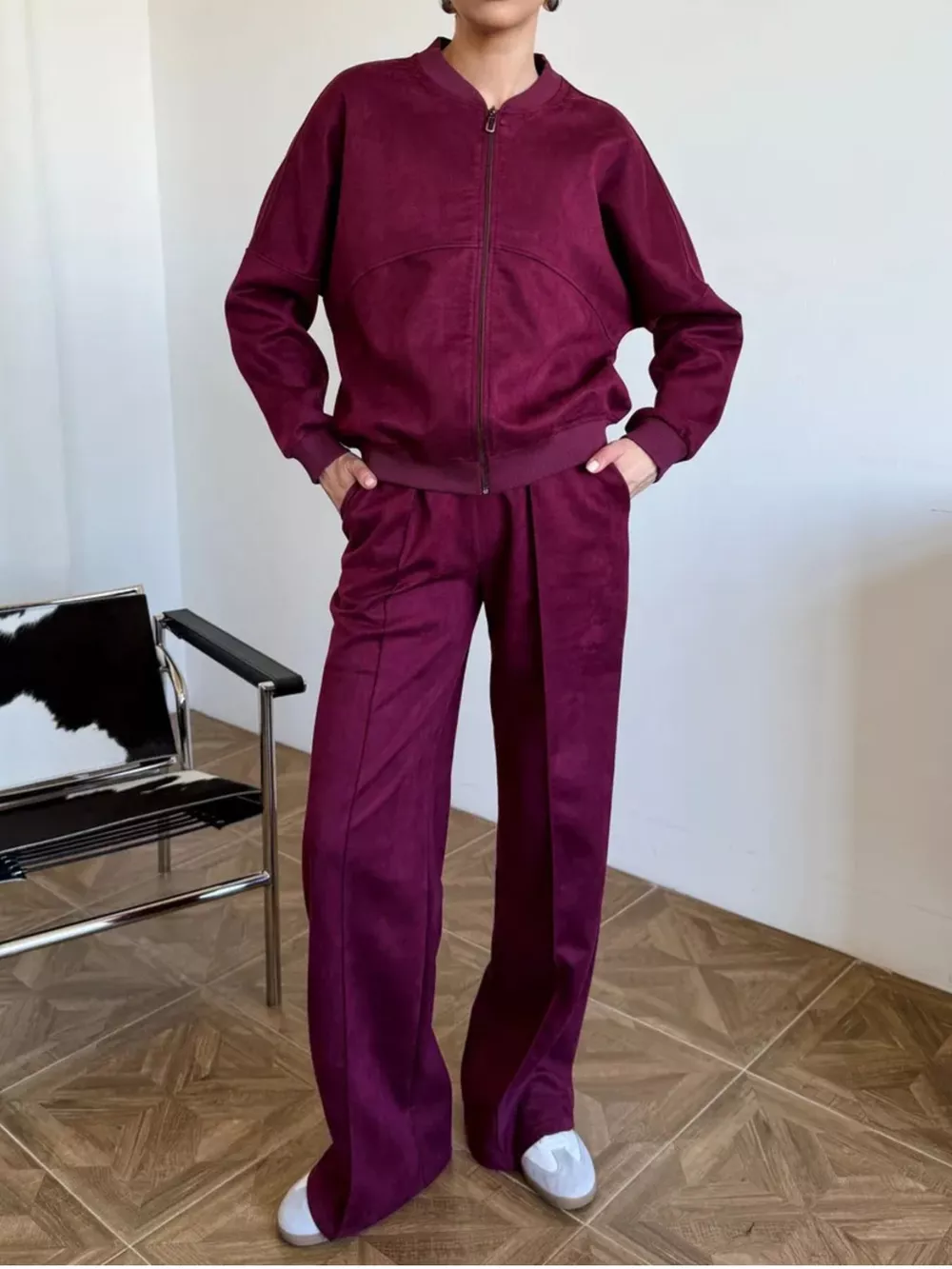 Zip Up Sweatshirt and Wide-Leg Pants Set, image 22