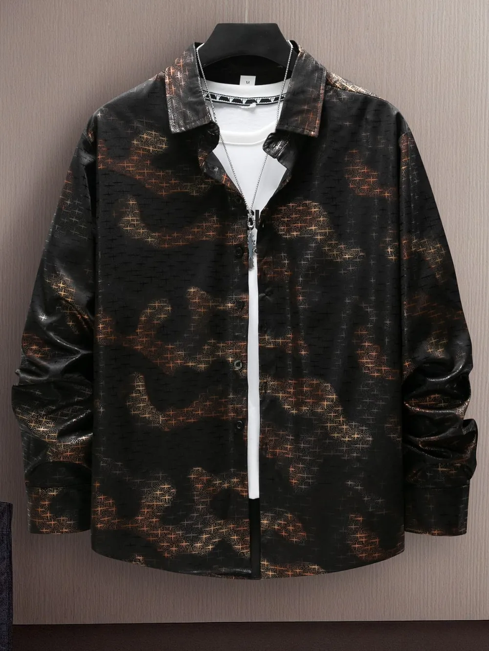 Men's Full Size Collared Neck Long Sleeve Shirt Plus Size, image 6