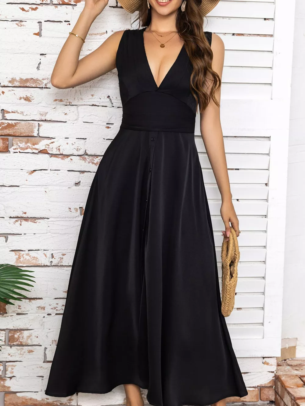 Full Size Slit V-Neck Sleeveless Dress Plus Size, image 9