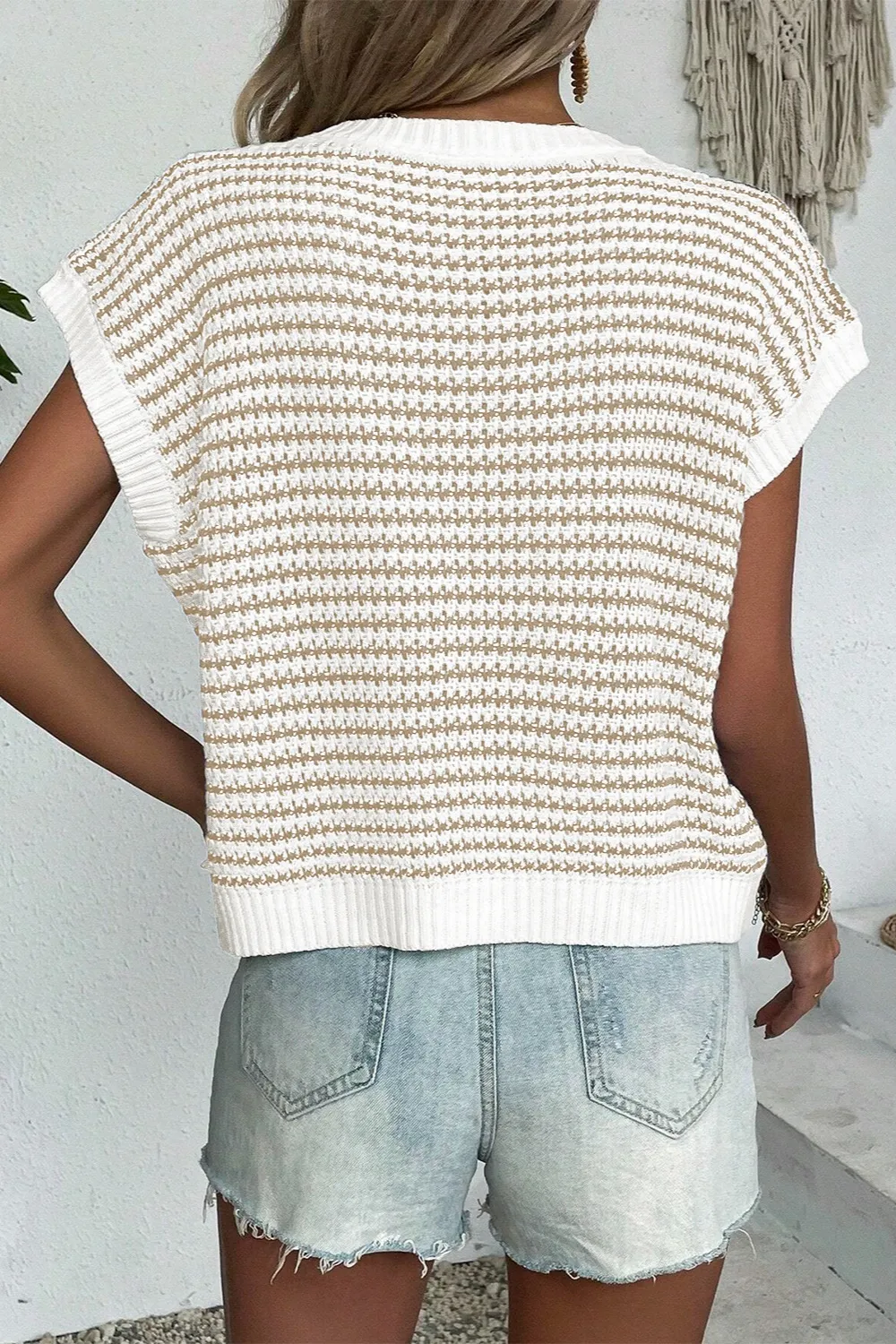 Striped Round Neck Sweater Vest, image 26