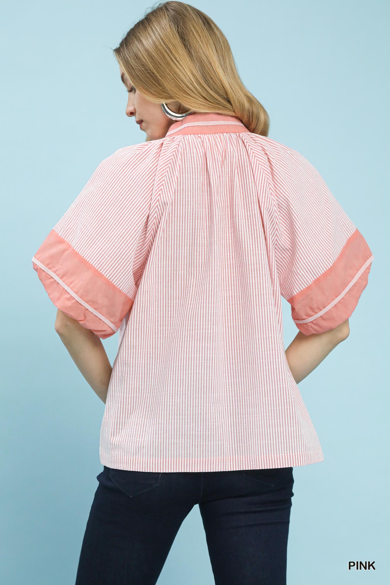 Striped Mixed Puff Sleeve Blouse, image 4