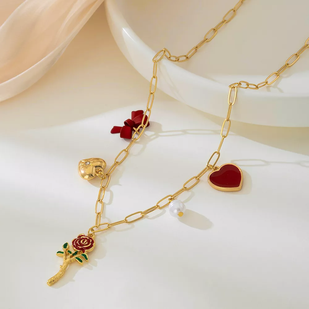 18K Gold-Plated Alloy Chain Necklace with Pendant, image 4